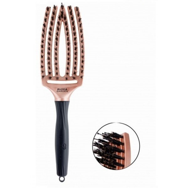 Olivia Garden Perie de par cu peri de mistret+nailon Finger Combo Trinity Bronze Medium