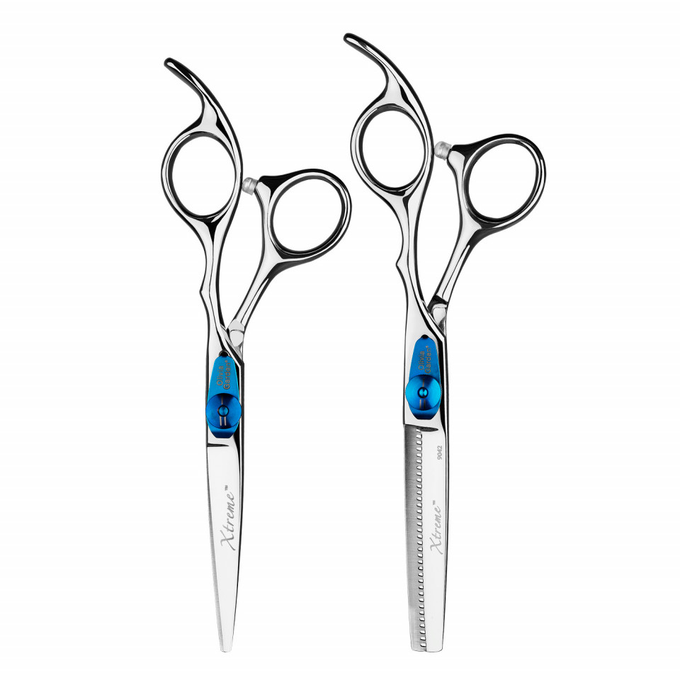 Olivia Garden Set profesional de foarfeci offset Xtreme: tuns 5.75 inch+filat 6 inch