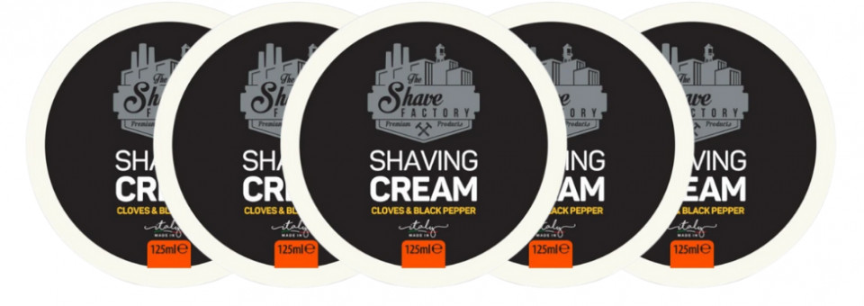 The Shave Factory Pachet 4+1 Crema de ras pentru barbati Cloves&Black Pepper 125ml 125ml imagine noua marillys.ro