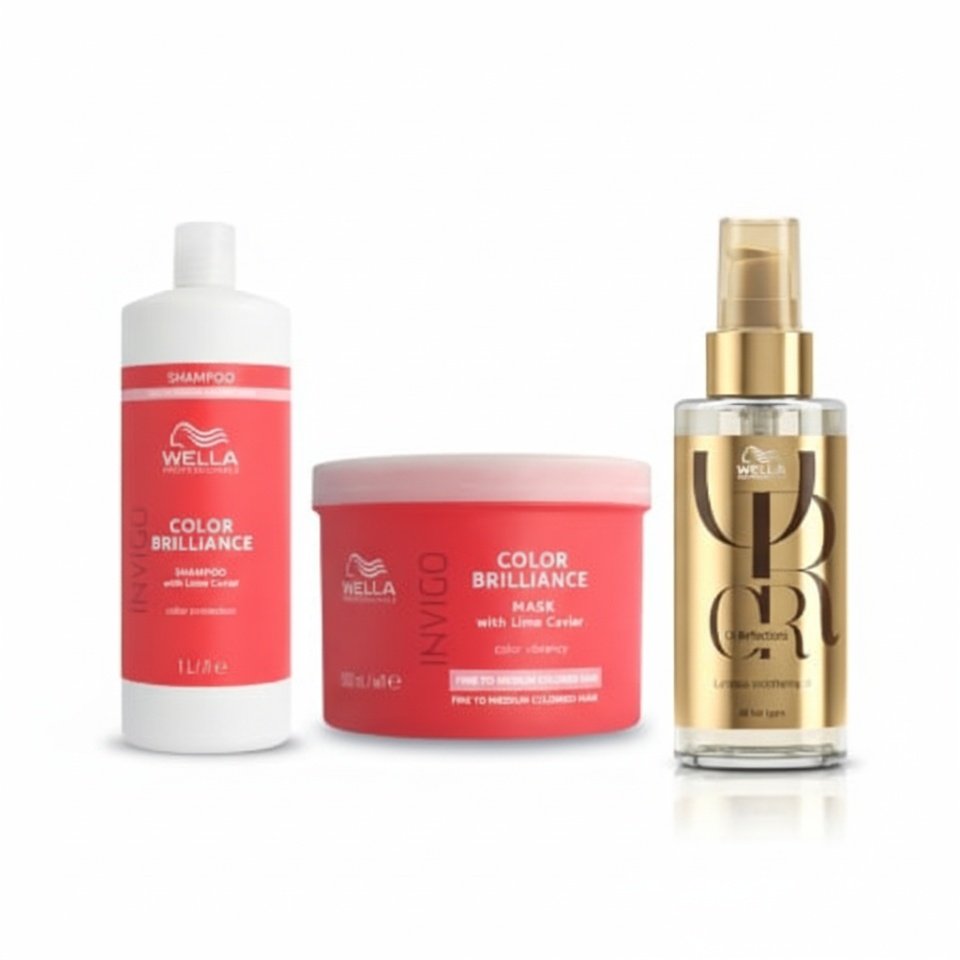 Wella Professionals Pachet Invigo Color Brilliance sampon par vopsit cu structura fina normala 1000 ml + Wella Professionals Invigo Color Brilliance