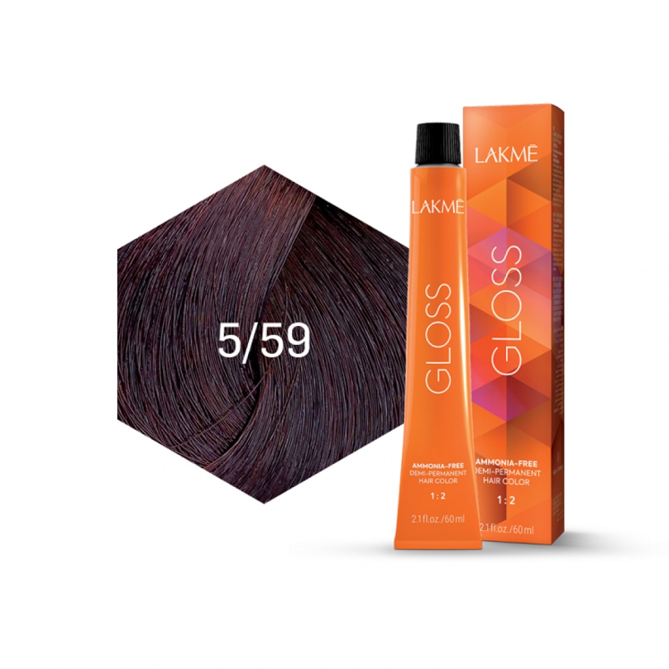 Lakme Vopsea de par demipermanenta 5/59 saten mahon rosu Gloss 60ml
