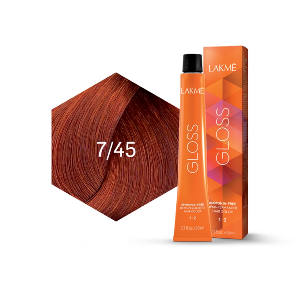 Lakme Vopsea de par demipermanenta 7/45 blond cupru mahon Gloss 60ml
