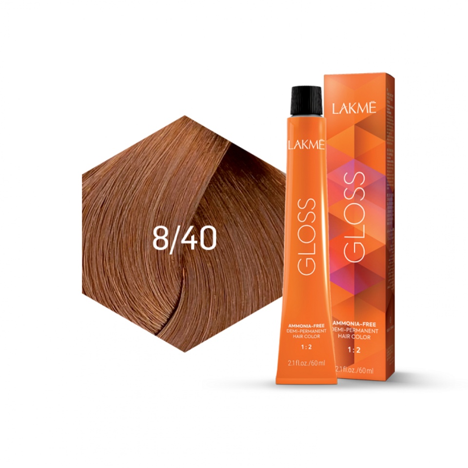 Lakme Vopsea de par demipermanenta 8/40 blond deschis cupru Gloss 60ml