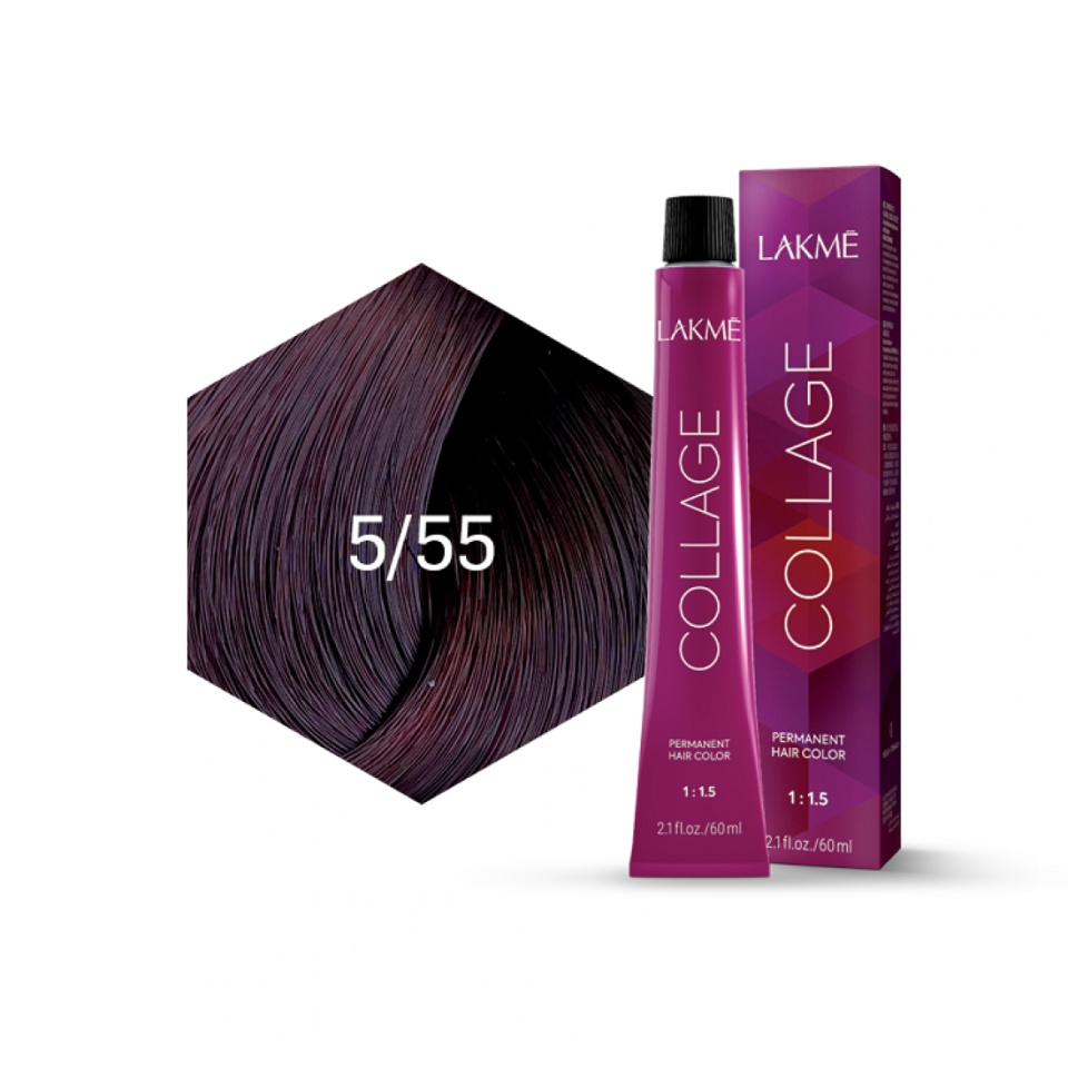 Lakme Vopsea de par permanenta 5/55 saten deschis mahon intens Collage 60ml