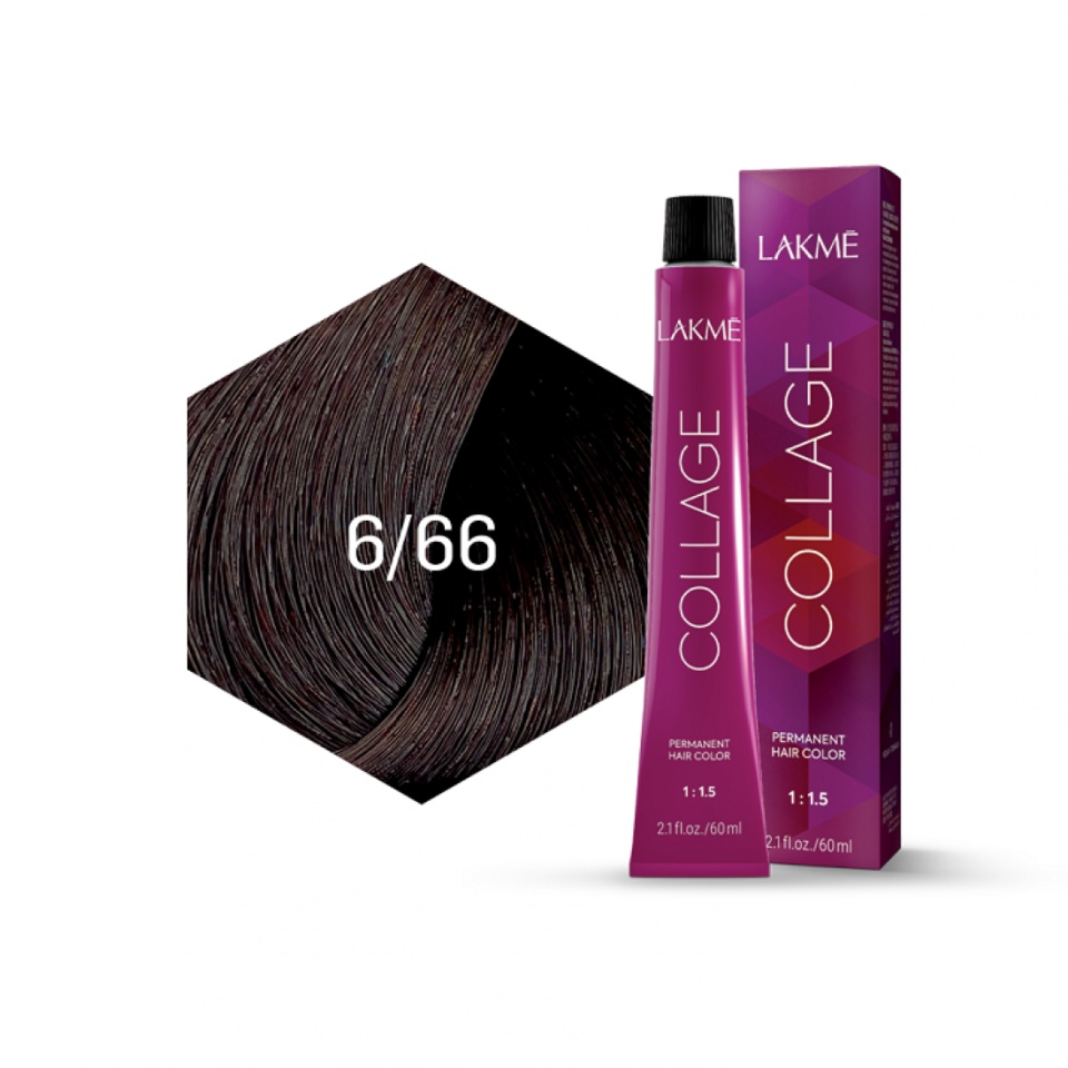 Lakme Vopsea de par permanenta 6/66 blond inchis castaniu Collage 60ml