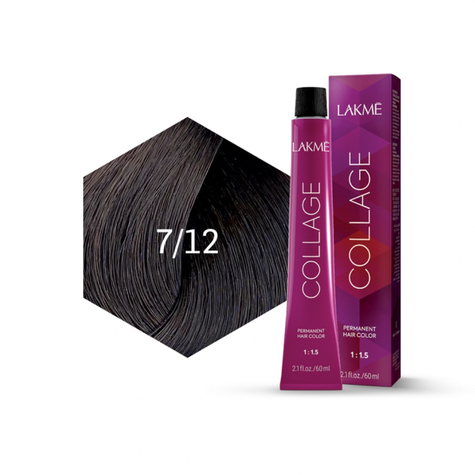 Lakme Vopsea de par permanenta 7/12 blond mediu cenusiu violet Collage 60ml