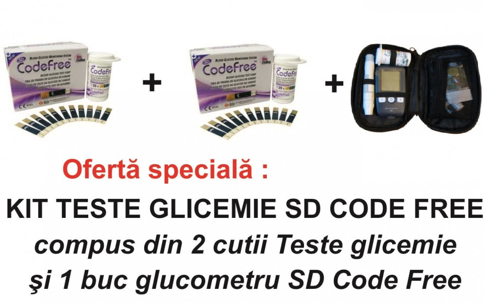 Oferta SD Code Free: Glucometru + 100 Teste pentru glicemie (Glicemie) imagine noua marillys.ro