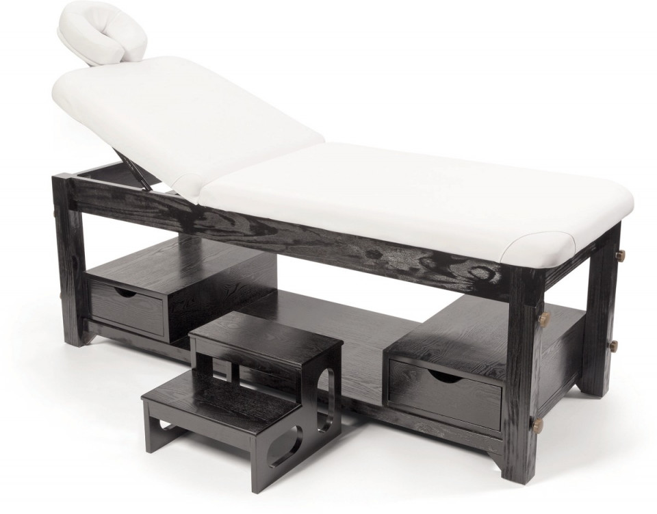 Sibel Zen II – Pat profesional de masaj si tratamente cu cadru din lemn si scara cadru