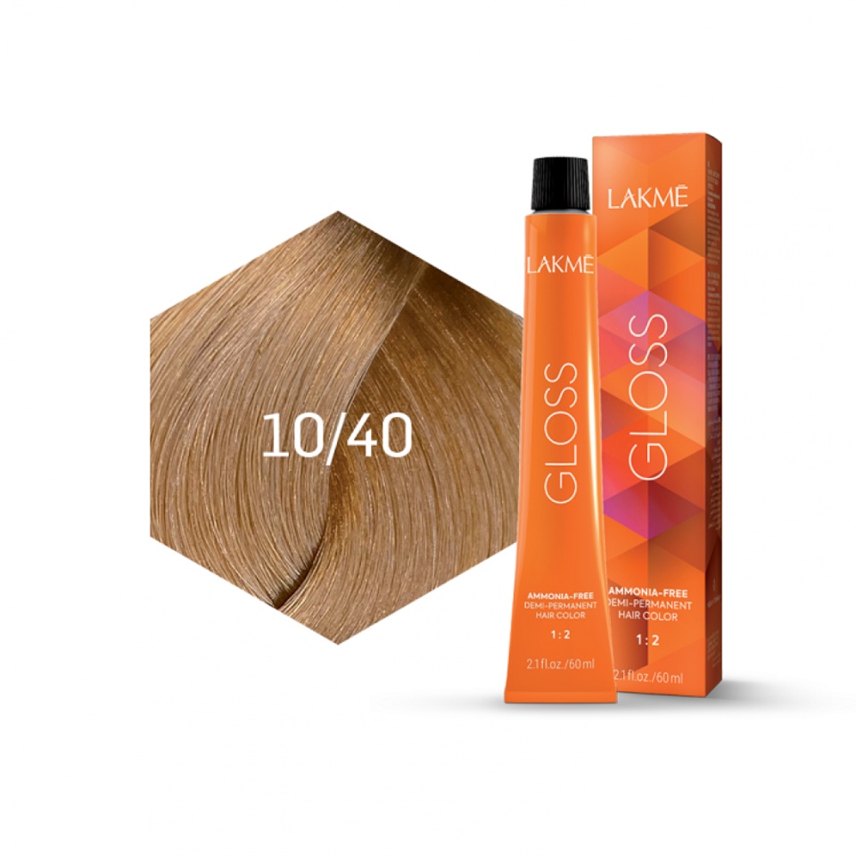 Lakme Vopsea de par demipermanenta 10/40 blond platinat cupru Gloss 60ml