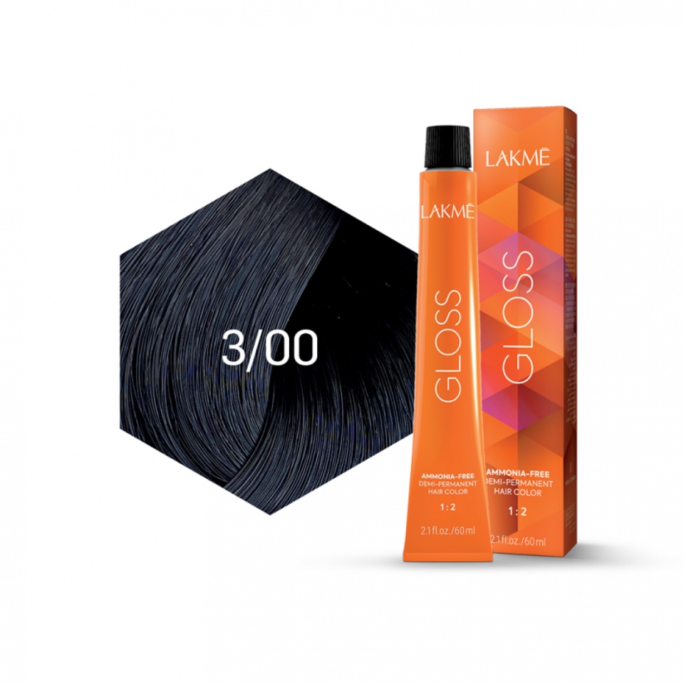 Lakme Vopsea de par demipermanenta 3/00 castaniu inchis natural Gloss 60ml