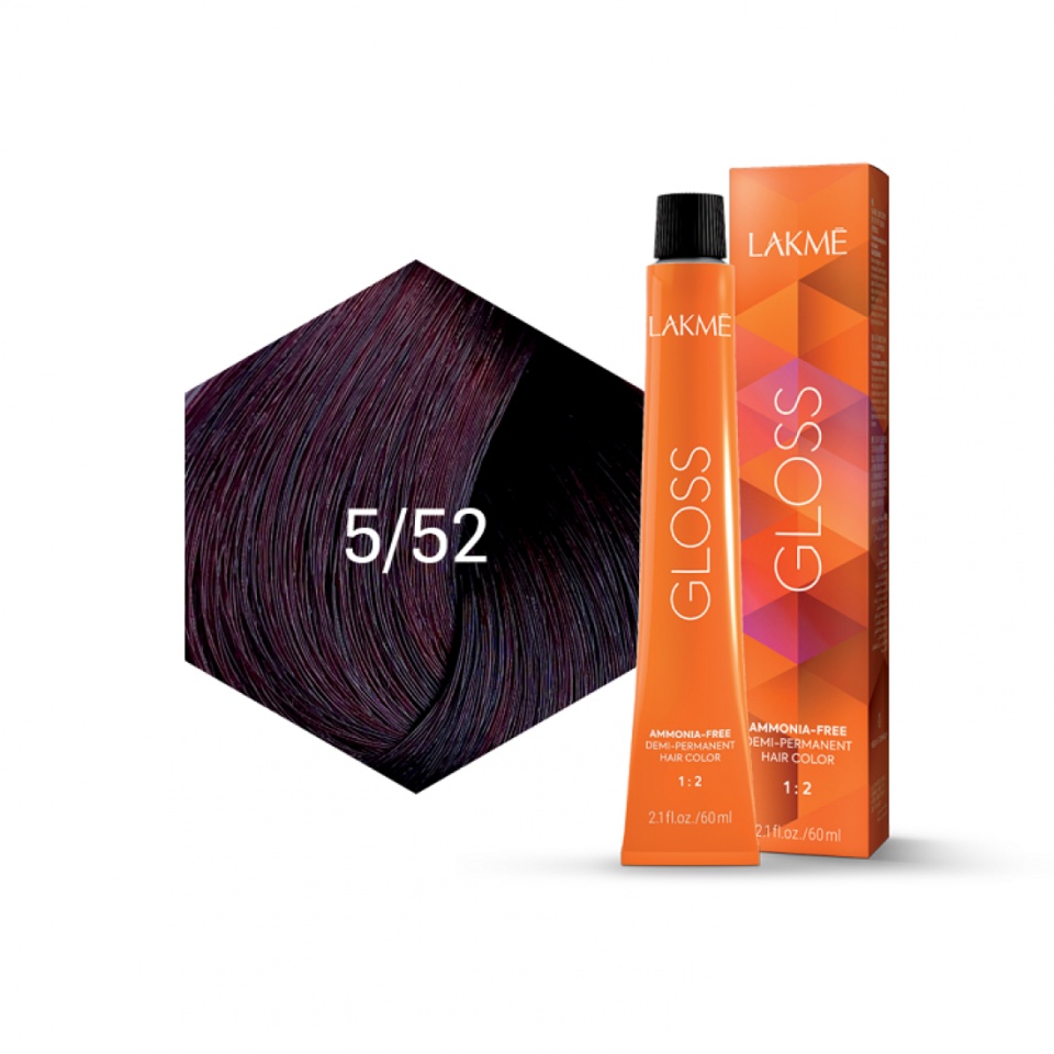 Lakme Vopsea de par demipermanenta 5/52 saten mahon violet Gloss 60ml