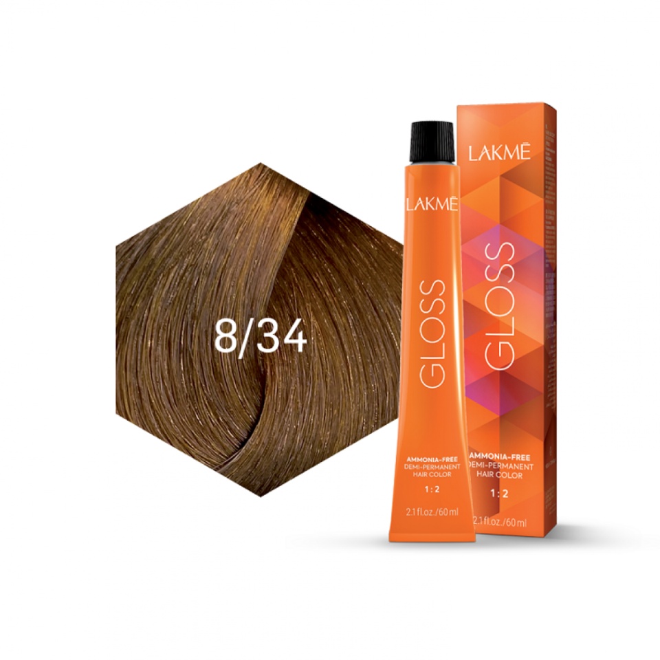 Lakme Vopsea de par demipermanenta 8/34 blond deschis auriu cupru Gloss 60ml
