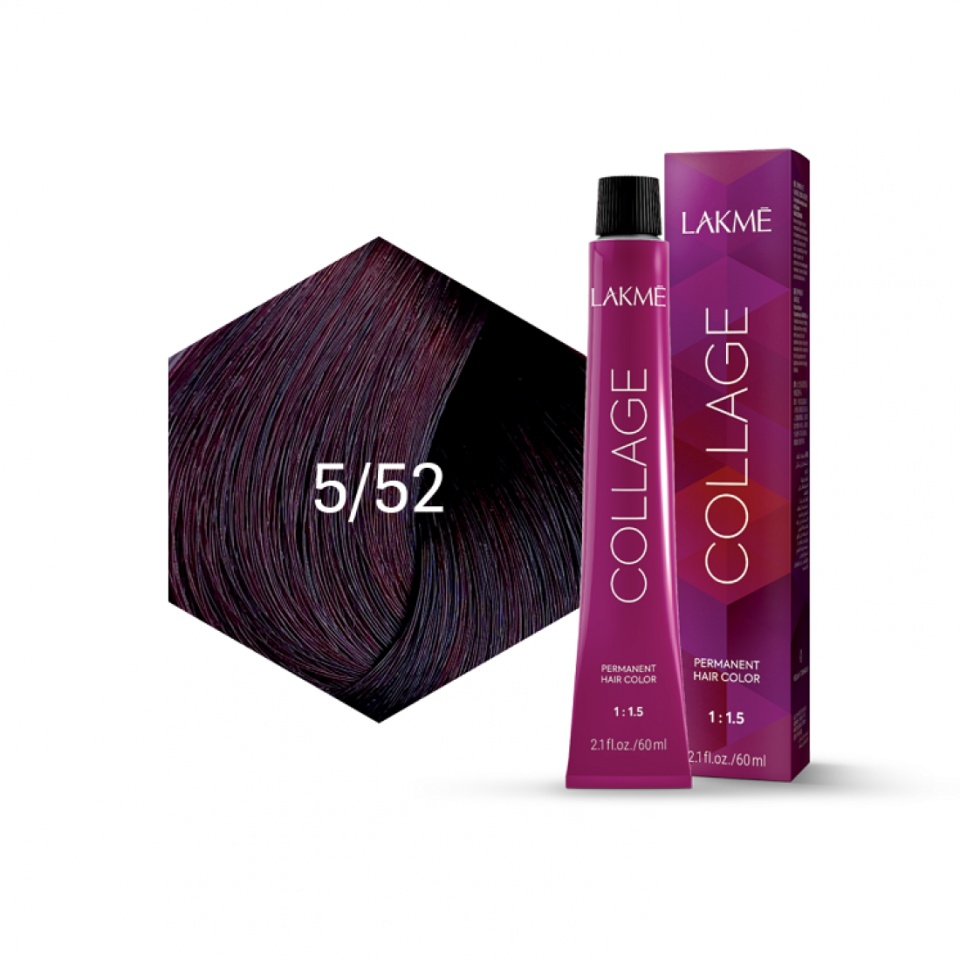 Lakme Vopsea de par permanenta 5/52 saten deschis mahon violet Collage 60ml