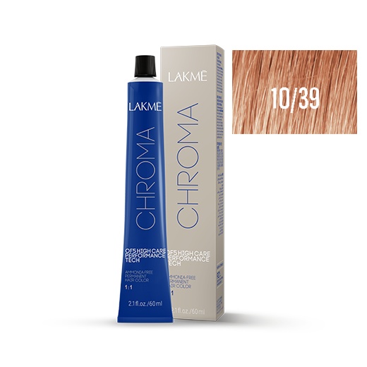 Lakme Vopsea permanenta fara amoniac 10/39 blond deschis auriu cupru Chroma 60ml