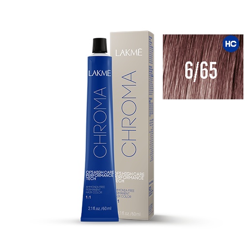 Lakme Vopsea permanenta fara amoniac 6/65 blond inchis castaniu mahon Chroma 60ml