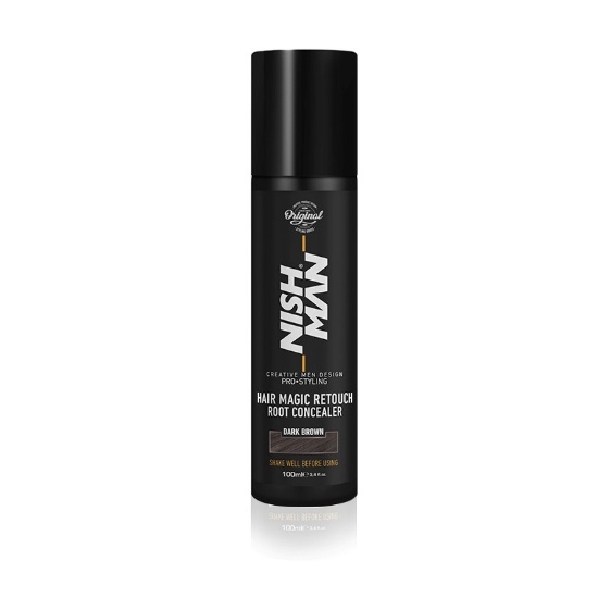 NishMan Spray colorant saten inchis pentru radacini Root Concealer Dark Brown 100ml