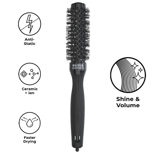 Olivia Garden Perie profesionala de par Expert Blowout Shine Black 25mm