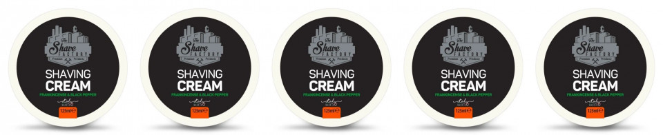 The Shave Factory Pachet 4+1 Crema de ras pentru barbati Frankincense&amp;Black Pepper 125ml