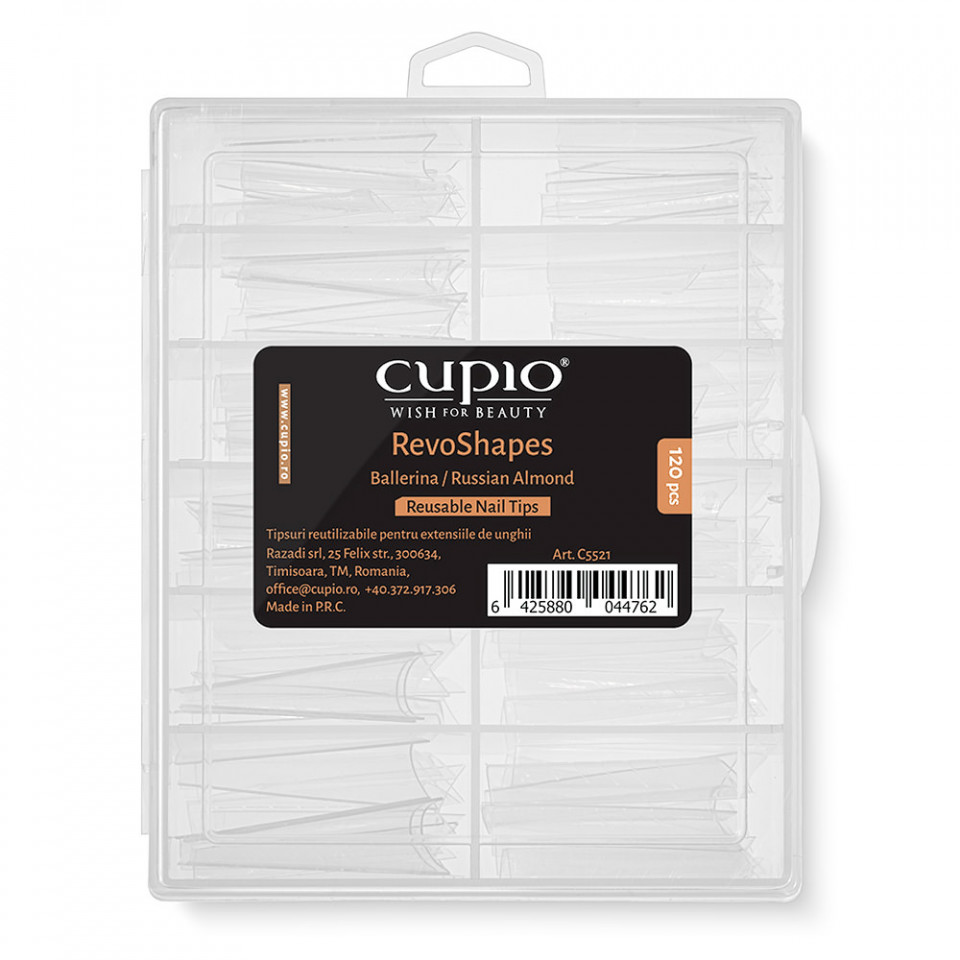Cupio Tipsuri reutilizabile pentru extensii RevoShapes Ballerina/Russian Almond 120buc 120buc imagine noua marillys.ro