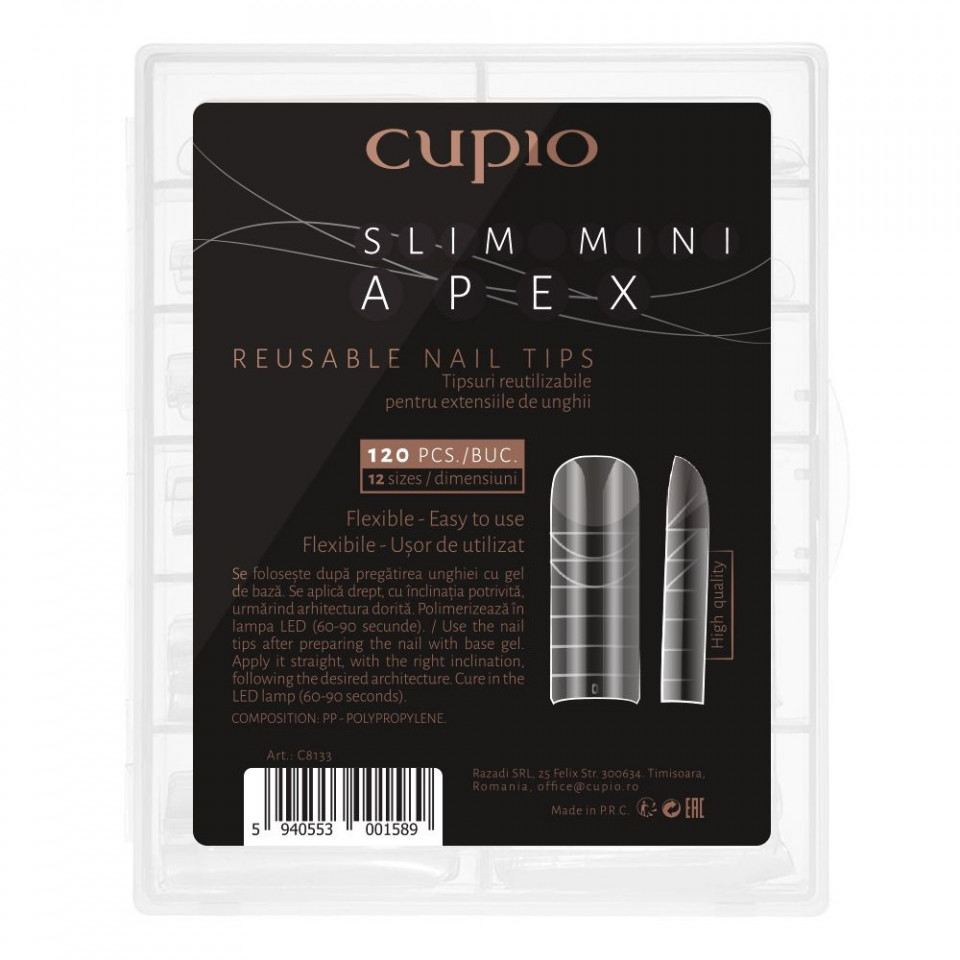 Cupio Tipsuri reutilizabile Slim mini Apex 120 bucati