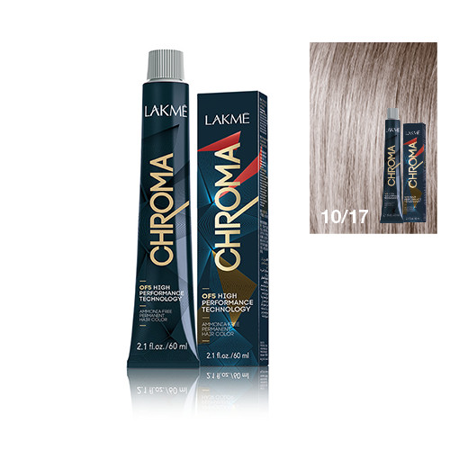 Lakme Chroma Vopsea de par permanenta fara amoniac blond platinat cenusiu rece 10/17 60ml