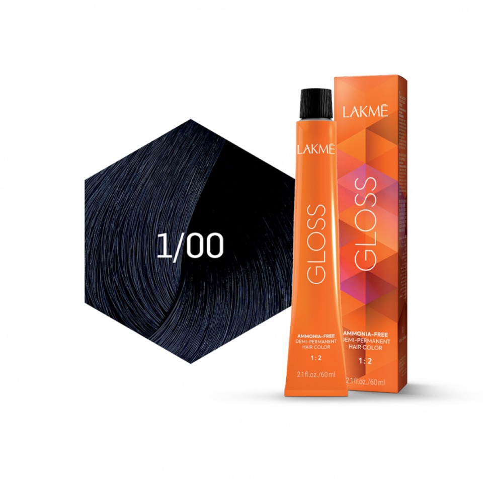 Lakme Vopsea de par demipermanenta 1/00 negru Gloss 60ml