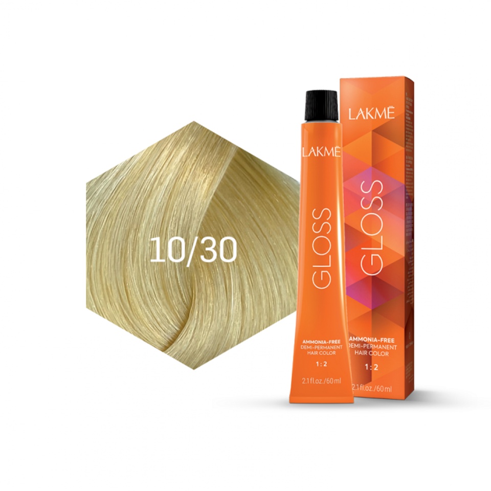Lakme Vopsea de par demipermanenta 10/30 blond platinat auriu Gloss 60ml