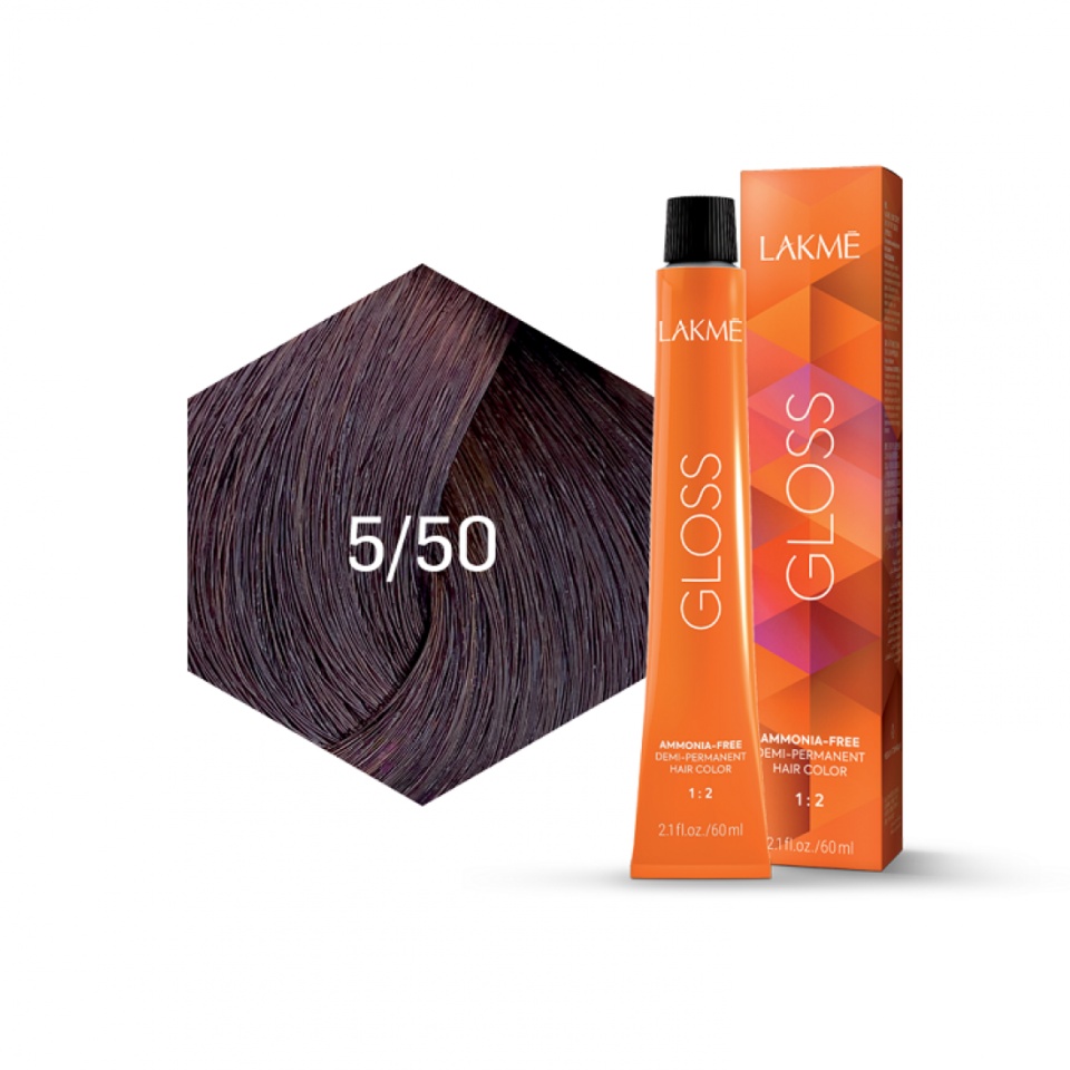 Lakme Vopsea de par demipermanenta 5/50 saten mahon Gloss 60ml
