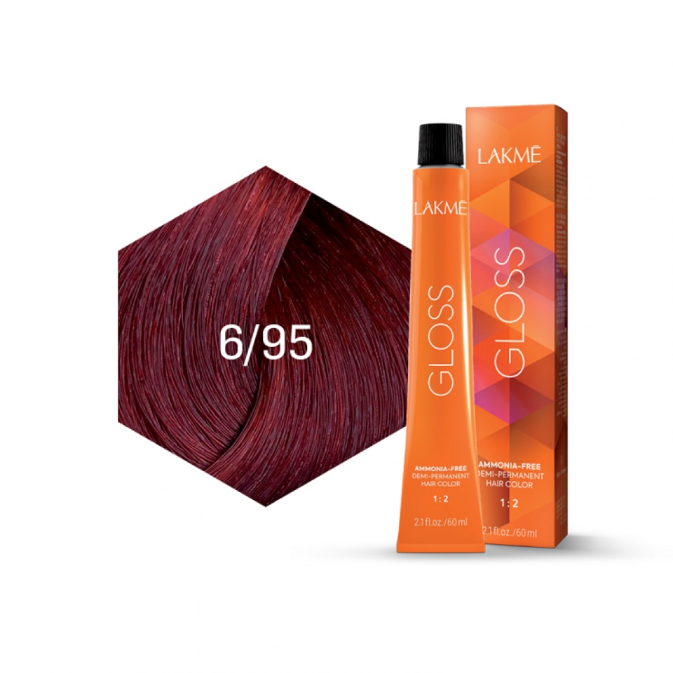 Lakme Vopsea de par demipermanenta 6/95 castaniu mahon rosu Gloss 60ml