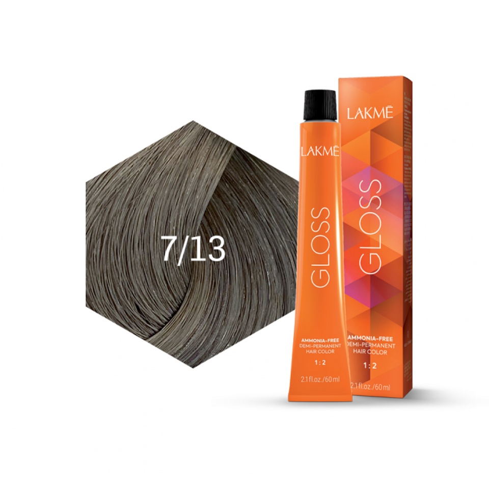 Lakme Vopsea de par demipermanenta 7/13 blond cenusiu auriu Gloss 60ml