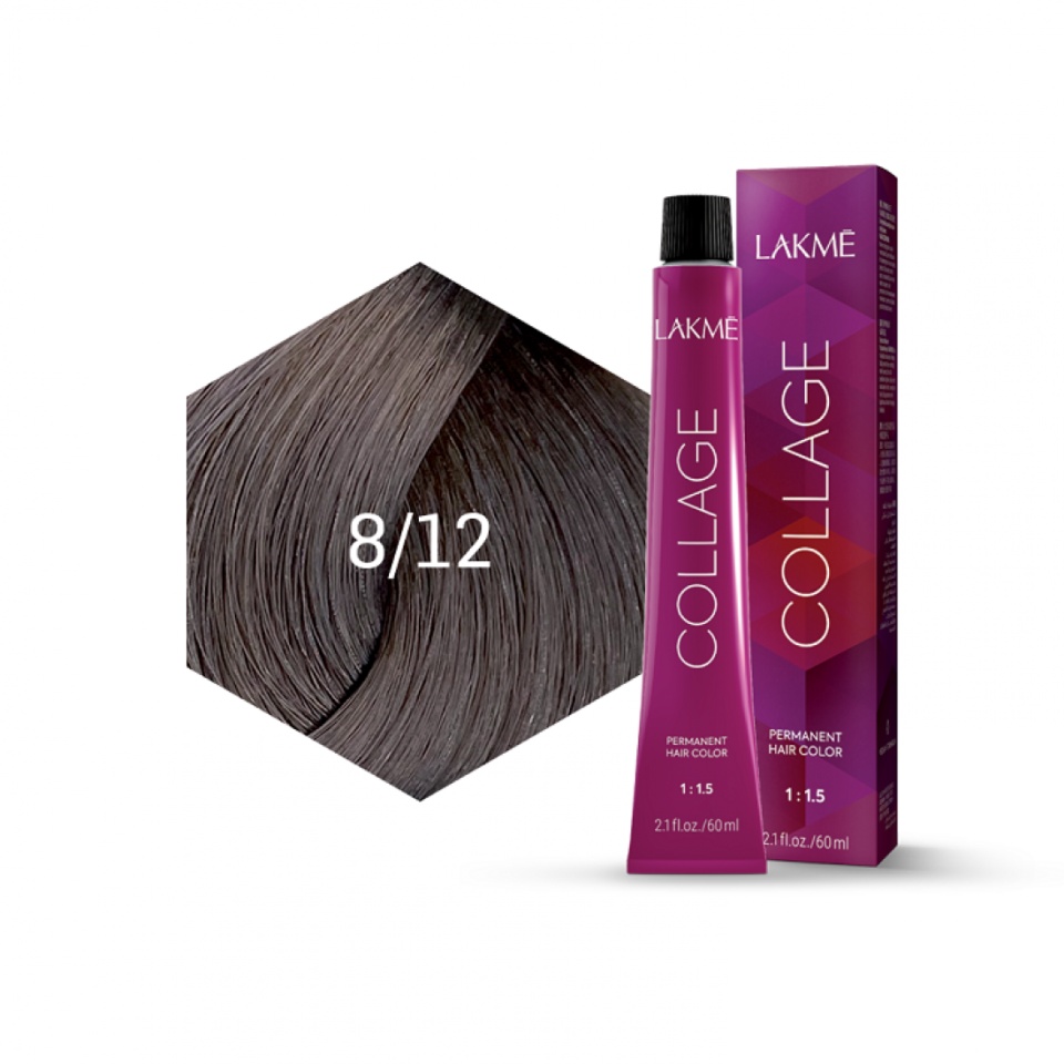 Lakme Vopsea de par permanenta 8/12 blond deschis cenusiu violet Collage 60ml