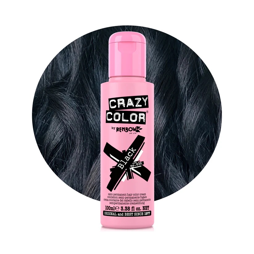 Crazy Color Vopsea semipermanenta 030 Black 100ml
