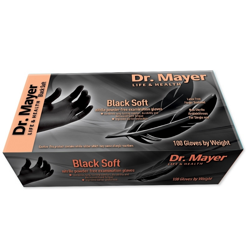 Dr. Mayer Manusi nitril nepudrate negre M - Black Soft 100buc