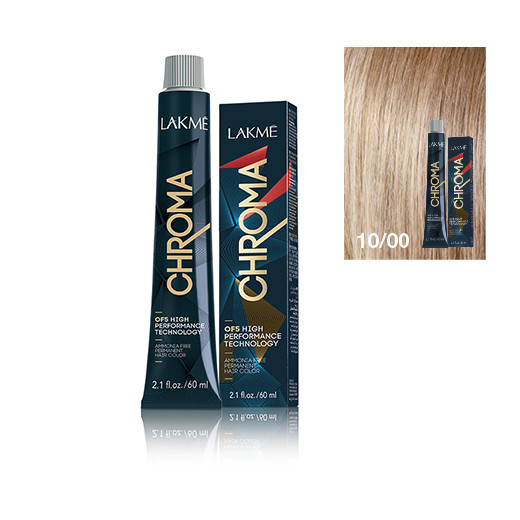 Lakme Chroma vopsea de par permanenta fara amoniac blond platinat 10/00 60 ml