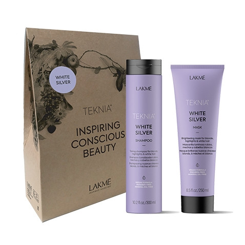 Lakme Set sampon+masca cu pigment violet pentru parul blond Teknia White Silver