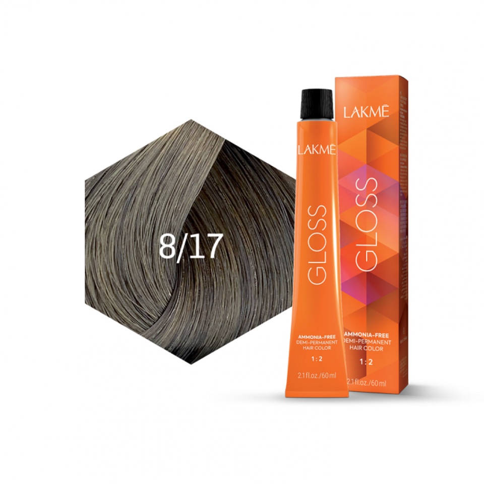 Lakme Vopsea de par demipermanenta 8/17 blond deschis cenusiu rece Gloss 60ml