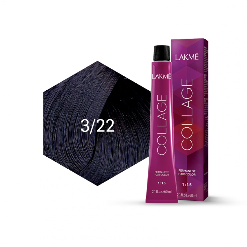 Lakme Vopsea de par permanenta 3/22 saten inchis violet Collage 60ml