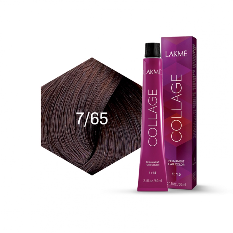 Lakme Vopsea de par permanenta 7/65 blond mediu castaniu mahon Collage 60ml