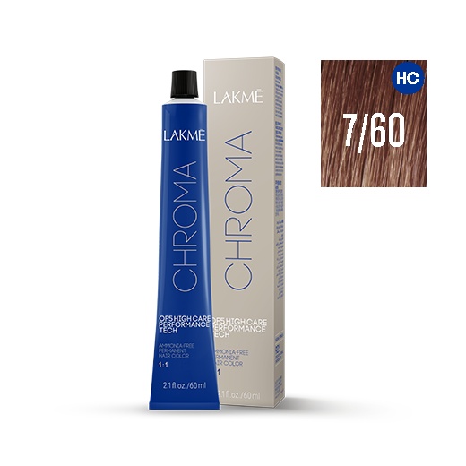 Lakme Vopsea permanenta fara amoniac 7/60 blond mediu castaniu Chroma 60ml