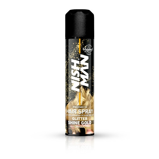 NishMan Spray colorant cu sclipici auriu pentru par Glitter Shine Gold 150ml
