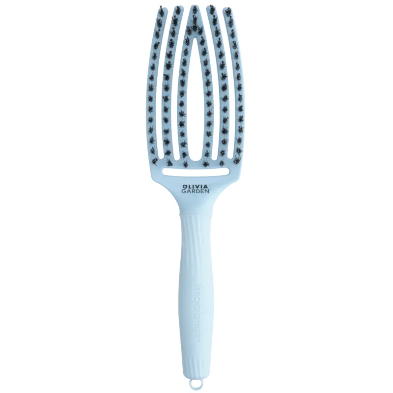 Olivia Garden Perie de par cu peri de mistret si nailon Finger Combo Pastel Blue Medium