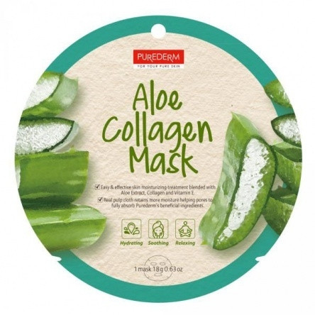 Purederm Masca faciala cu colagen, vitamina E si extract de aloe vera 1buc 1buc imagine noua marillys.ro