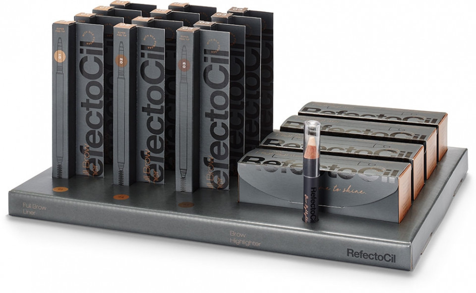 RefectoCil Display profesional cu creioane pentru stilizarea sprancenelor Eyebrow Pencils Display