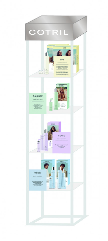 Cotril Stand cu logo si led pentru prezentarea produselor Scalp Care Duravole Display