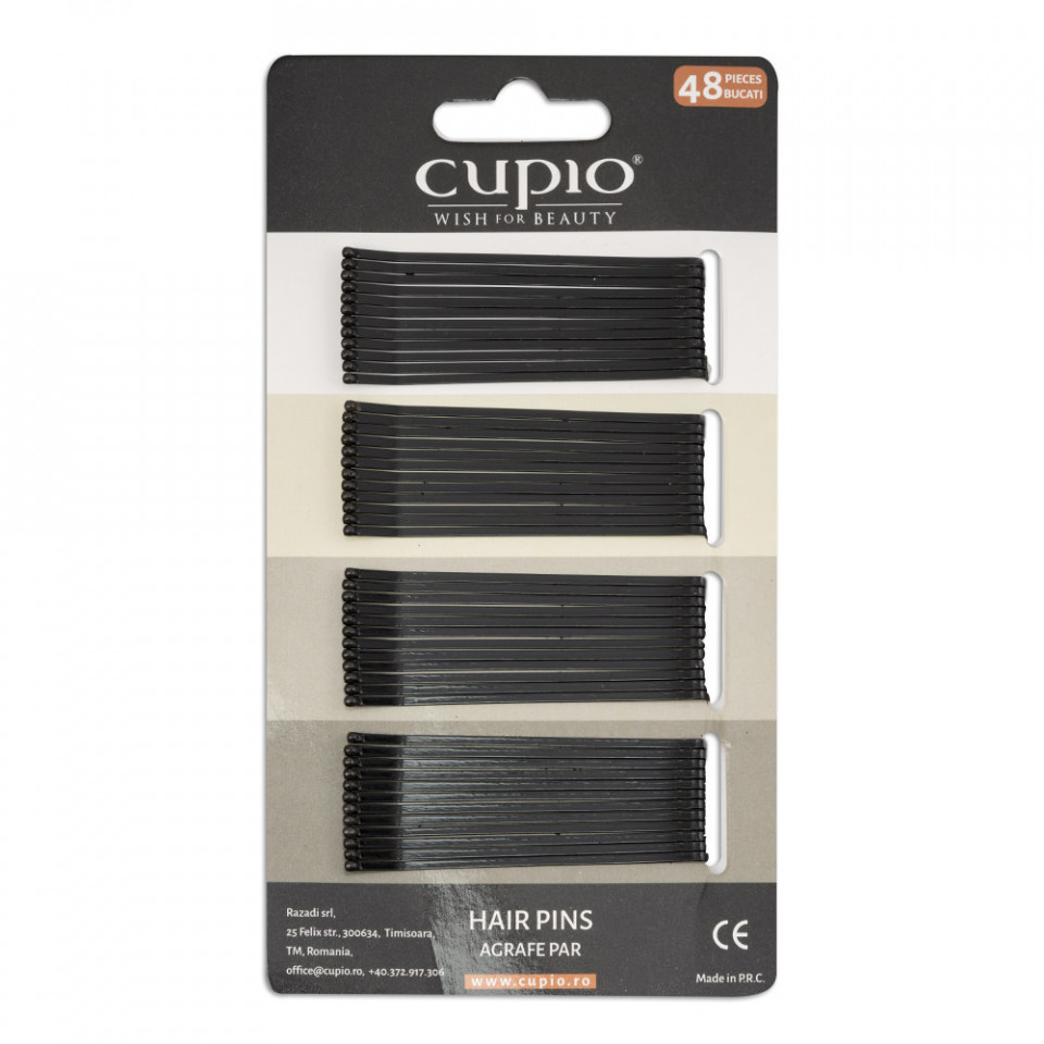 Cupio Agrafe de par drepte negre 5.6cm 48buc