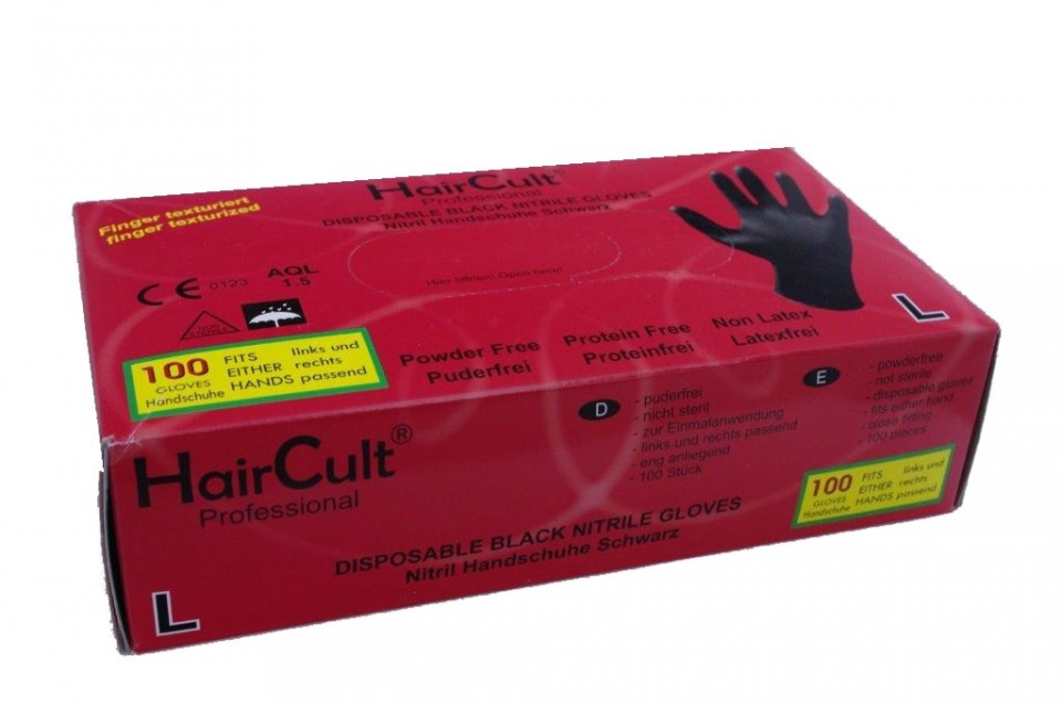 Hair Cult Manusi profesionale din nitril nepudrate negre L 100buc 100buc imagine pret reduceri