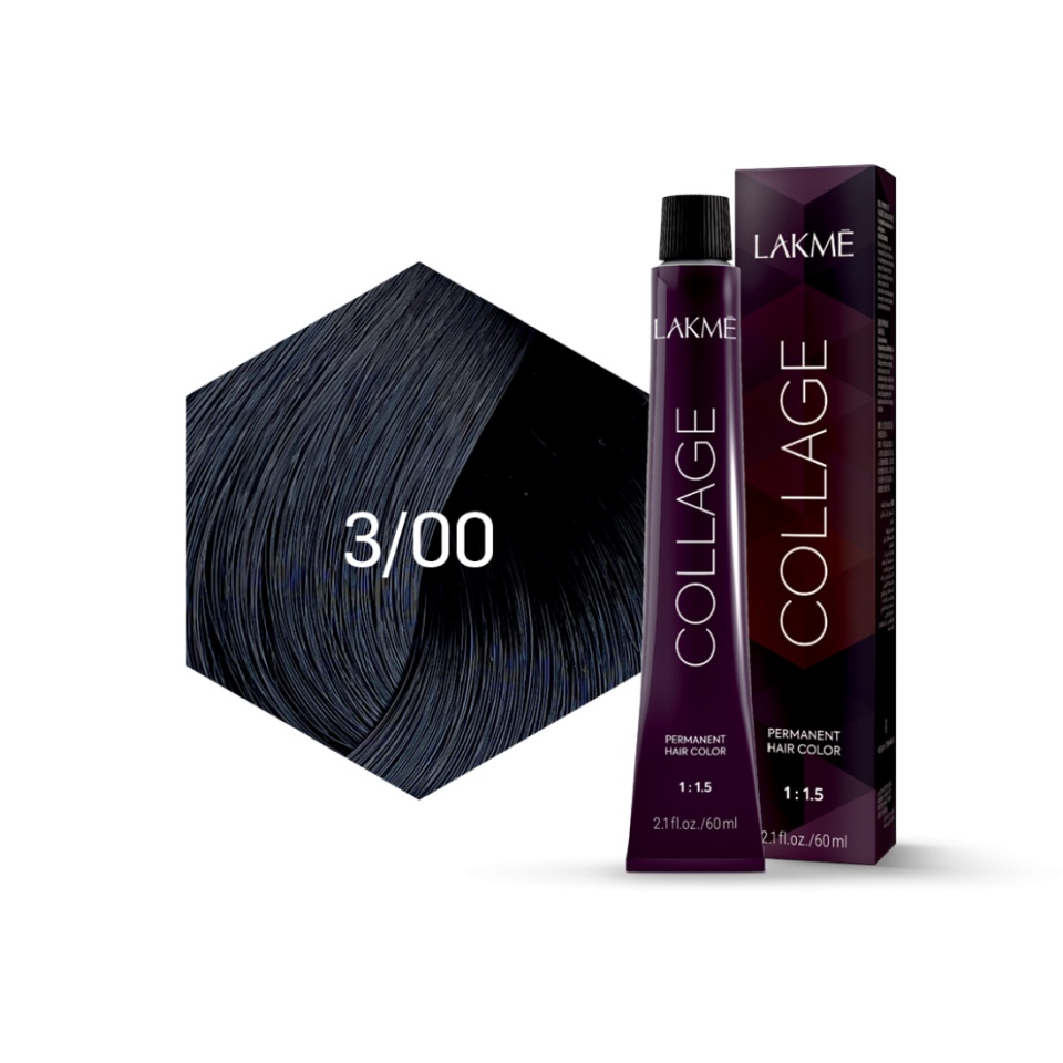 Lakme Vopsea de par permanenta 3/00 saten inchis Collage 60ml