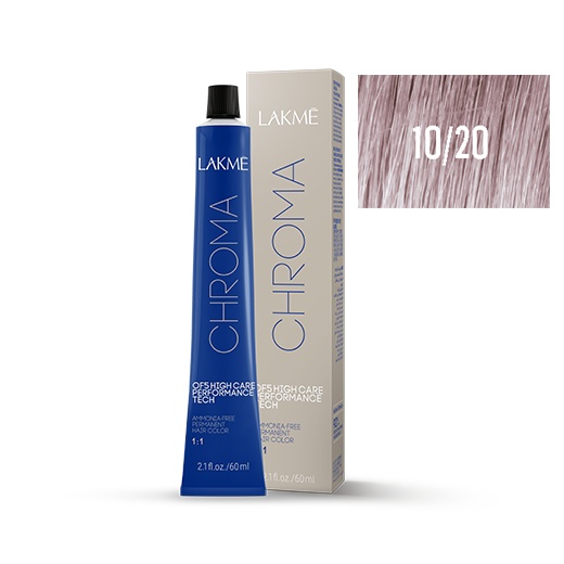 Lakme Vopsea permanenta fara amoniac 10/20 blond platinat violet Chroma 60ml