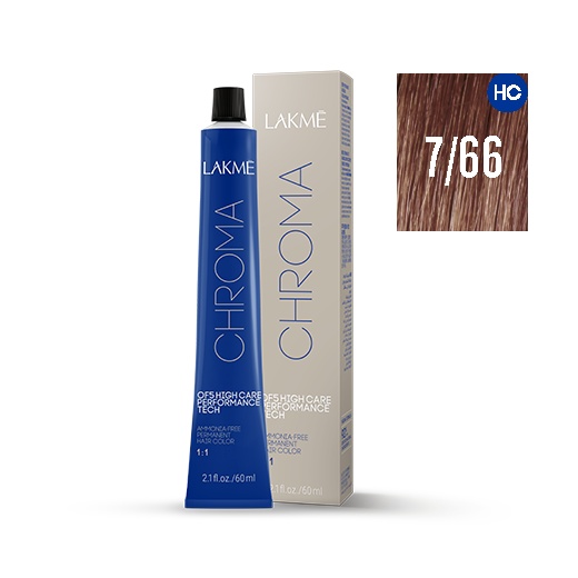 Lakme Vopsea permanenta fara amoniac 7/66 blond mediu castaniu intens Chroma 60ml