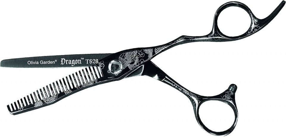 Olivia Garden Foarfeca profesionala de filat offset 6.28 inch 28 dinti JAP Dragon Cut